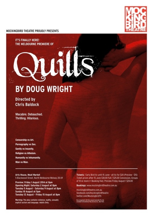 'Quills' poster, by Mockingbird Theatre